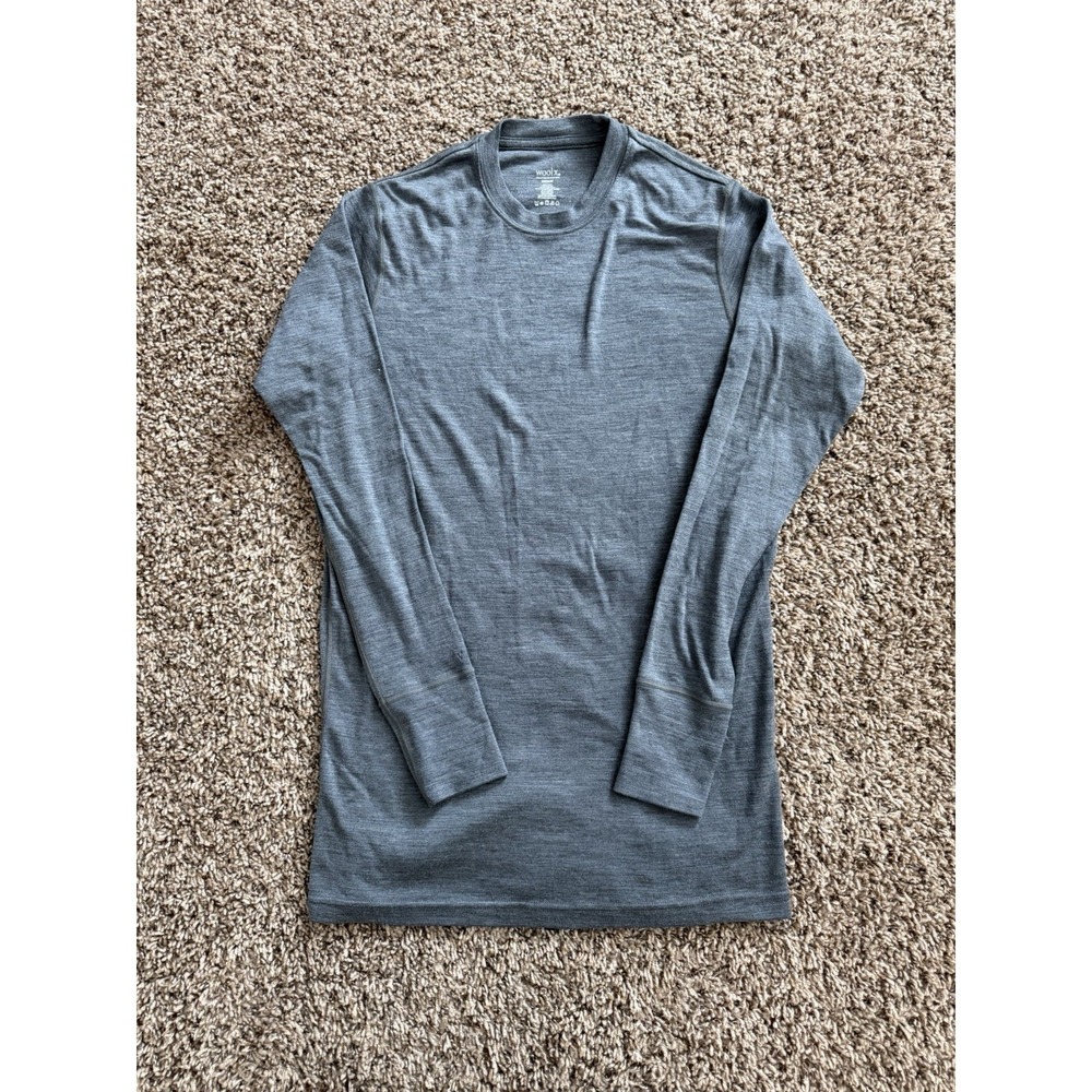 WoolX Shirt Long Sleeve Mens M Grey Australian Merino Wool Hiking Outdoor